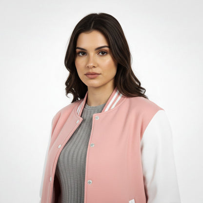 Pink and White Varsity Jacket