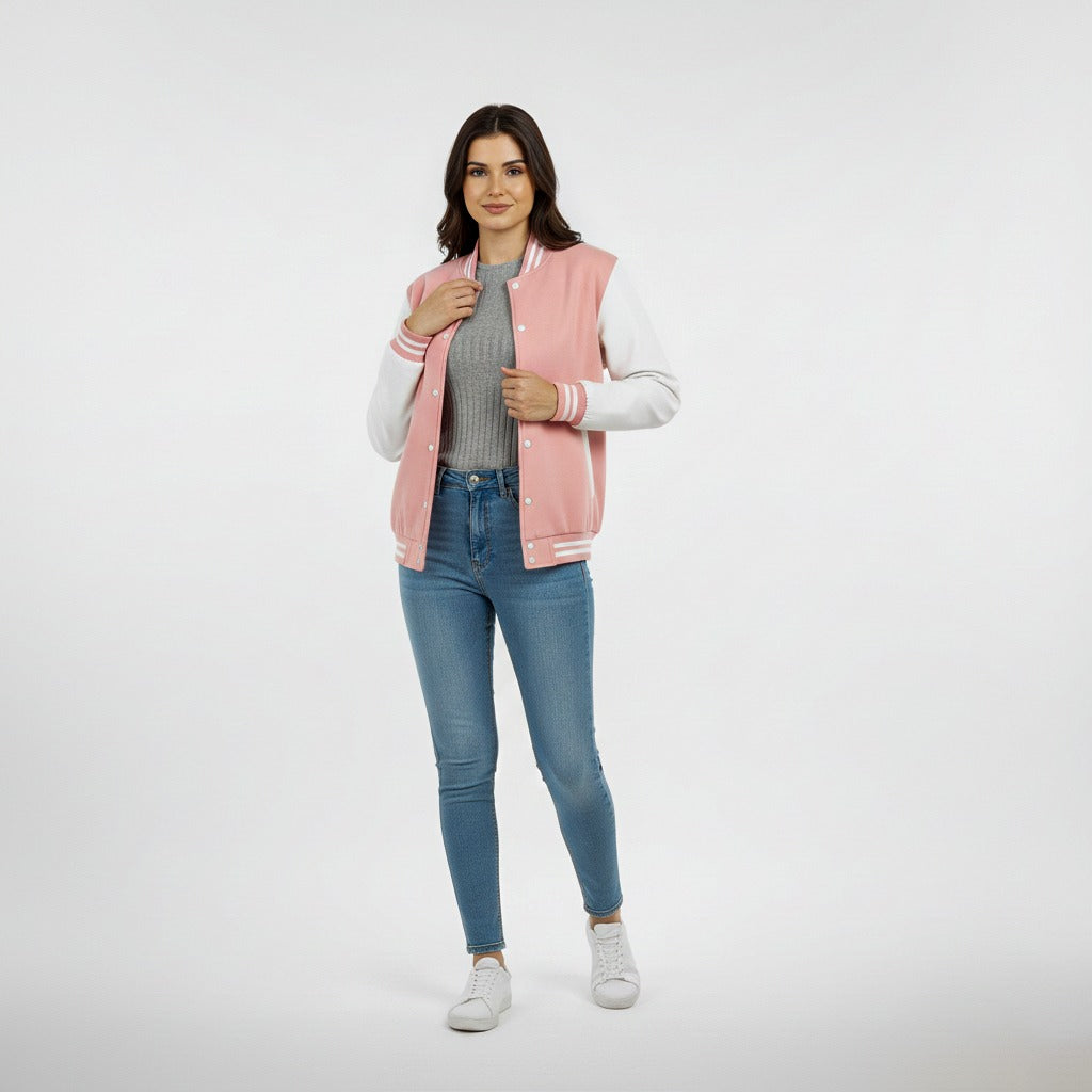 Pink and White Varsity Jacket