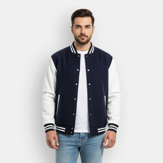 Navy and White Varsity Jacket
