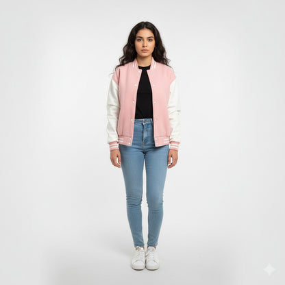 Pink and White Varsity Jacket